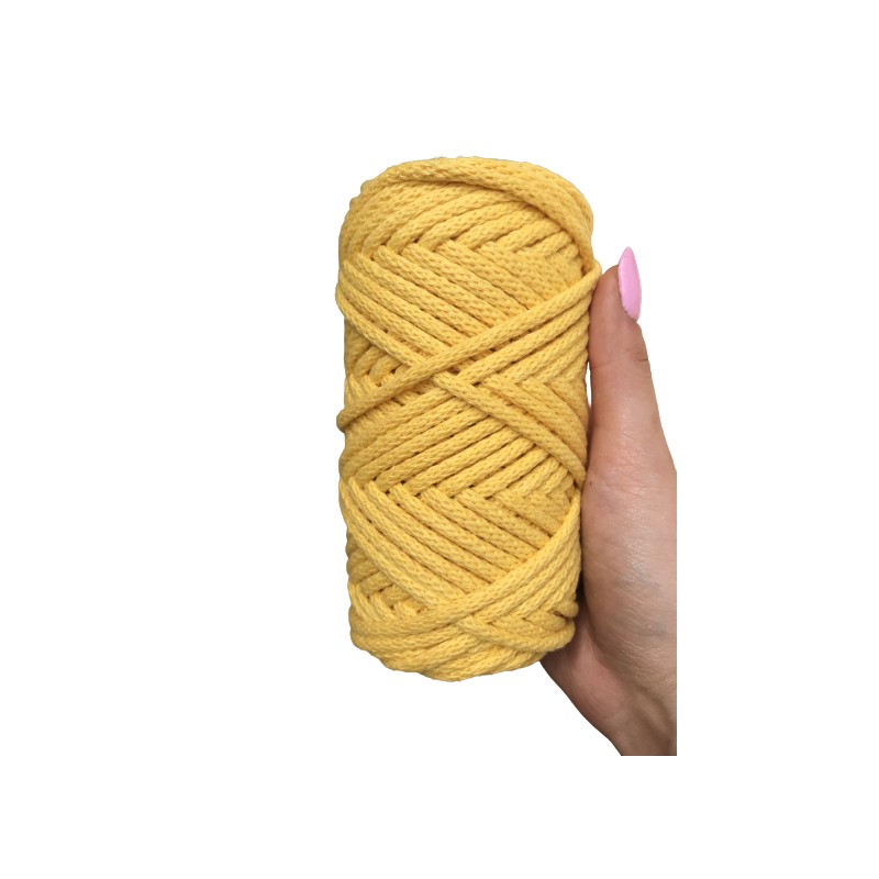 Sznurek bawełniany z rdzeniem jasny żółty 20m 3mm