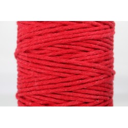 Sznurek bawełniany skręcany czerwony 50m 3mm