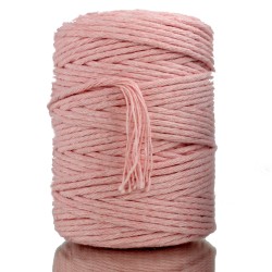 Sznurek bawełniany skręcany różowy 50m 3mm