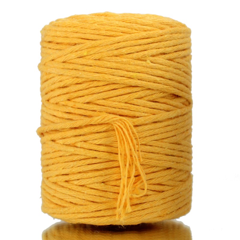 Sznurek bawełniany skręcany żółty 50m 3mm