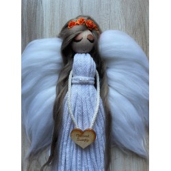 Anioł biały Chrzest Święty pleciony ze sznurka dekoracja makrama