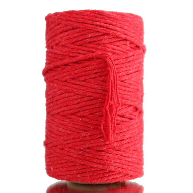 Sznurek bawełniany skręcany czerwony 20m 3mm