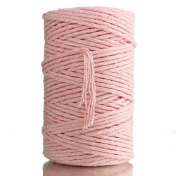 Sznurek bawełniany skręcany różowy 20m 3mm